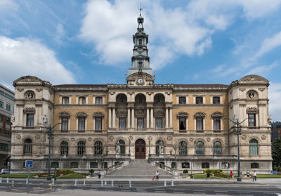 Facade of the bilbao town hall at plaza ernesto erkoreka, bilbao, spain.