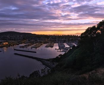 Aerial view of river against cloudy sky