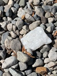 High angle view of stones