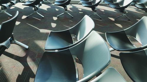 High angle view of empty chairs