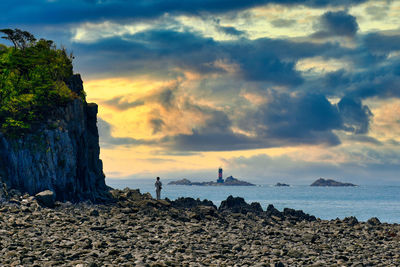 Scenic view of sea against sky during sunset