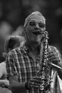 Portrait of man playing outdoors