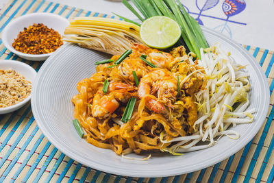 High angle view of meal served in plate