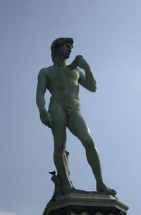 Low angle view of statue against clear sky