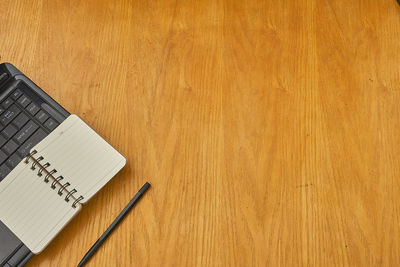 High angle view of laptop on table