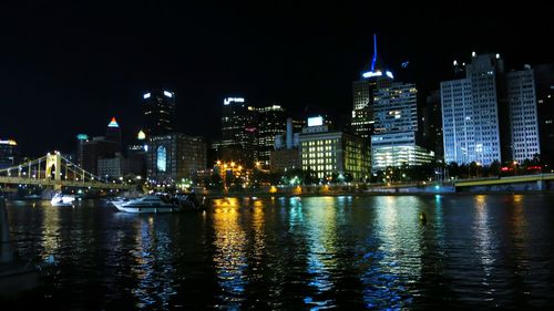 City lit up at night