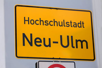 Close-up of road sign