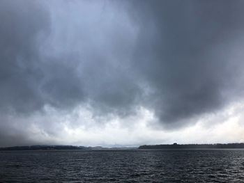 Scenic view of sea against cloudy sky