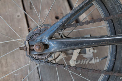 Close-up of bicycle wheel