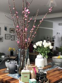 Close-up of flower vase interior