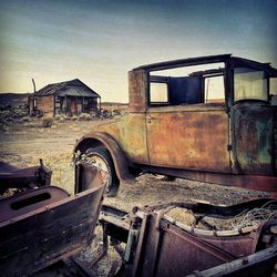 Abandoned house against clear sky