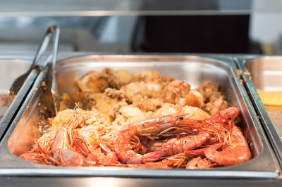 Close-up of seafood in container