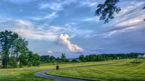 Scenic view of land against sky