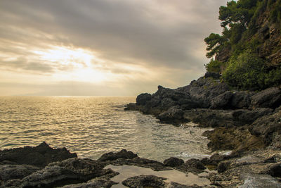 Scenic view of sea against sky during sunset