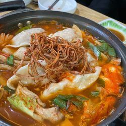 High angle view of soup in bowl