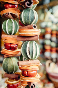Close-up of multi colored vegetables for sale in store