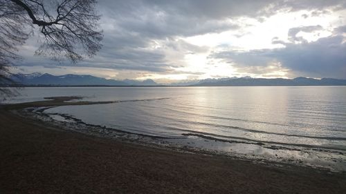 Scenic view of sea against sky during sunset