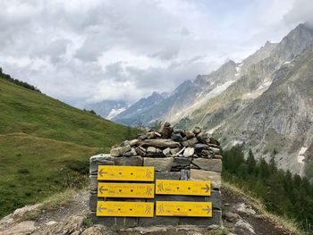 Road by mountains against sky