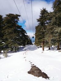 Snow covered landscape against sky