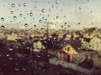 Close-up of water drops on glass