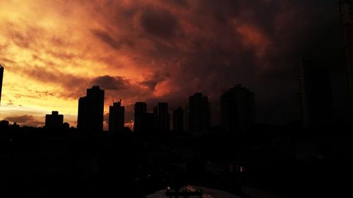 View of city at sunset