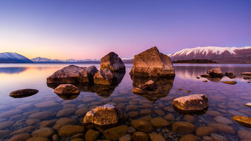 Panoramic view of sea against sky at sunset