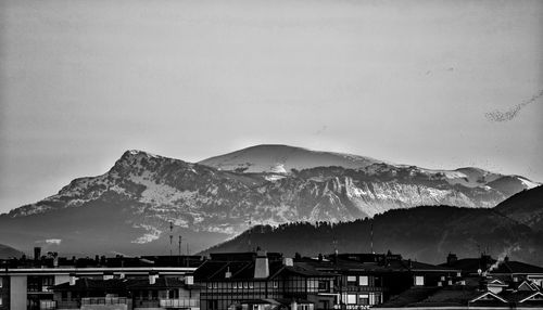 Scenic view of mountains against clear sky