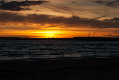 Scenic view of sea during sunset