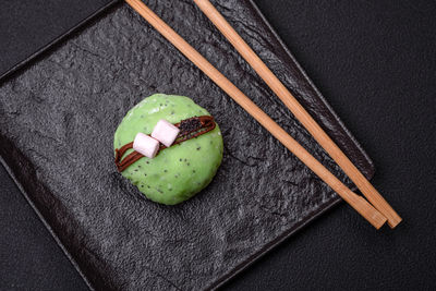 High angle view of food on table