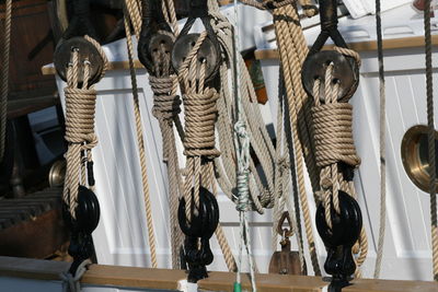 Close-up of rope hanging at store