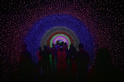 Low angle view of silhouette people at night