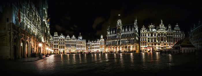 Illuminated buildings at night