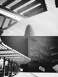 Low angle view of modern buildings against sky