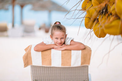 Portrait of cute girl outdoors