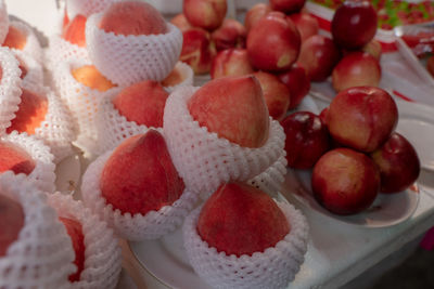 High angle view of fruits on table