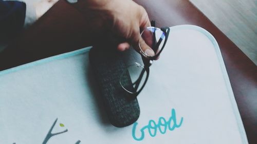 Close-up high angle view of hand