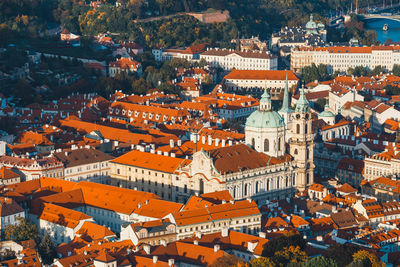 High angle view of buildings in city