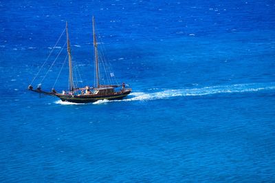 Boat sailing in sea