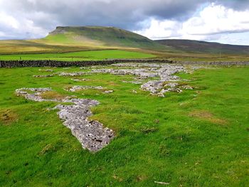 Scenic view of land against sky