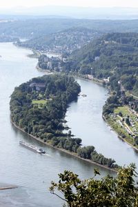 High angle view of island in river