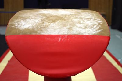 Close-up of red ball on table