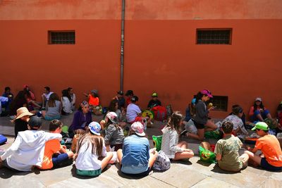 People sitting outdoors