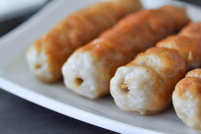 Close-up of served food in plate