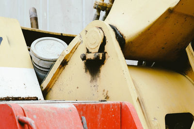 Close-up of machine part of boat