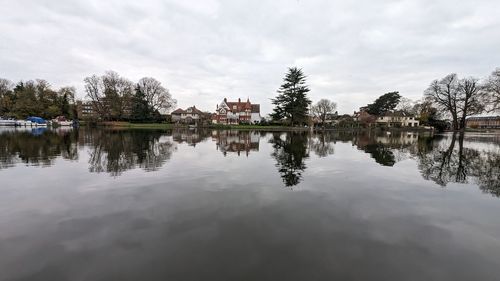 Scenic view of lake against sky