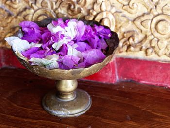 Close-up of flower vase on table