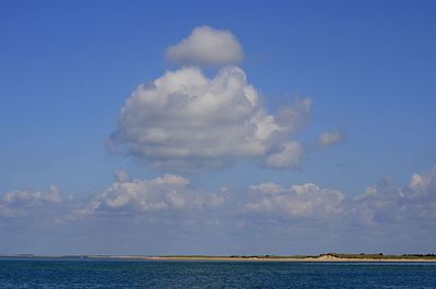 Scenic view of sea against blue sky