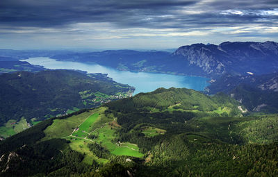 High angle view of landscape against sky