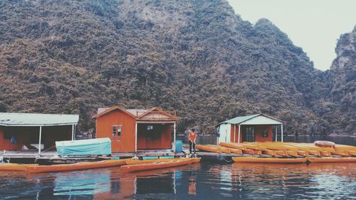 View of boats in water