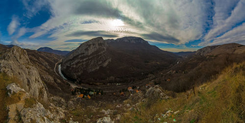 Scenic view of mountains against sky